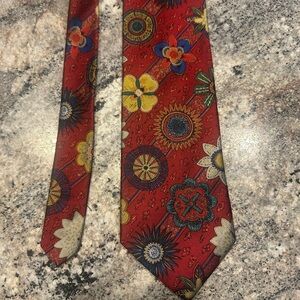 Perry Ellis Men Necktie Tie Designer Vintage Floral All Silk